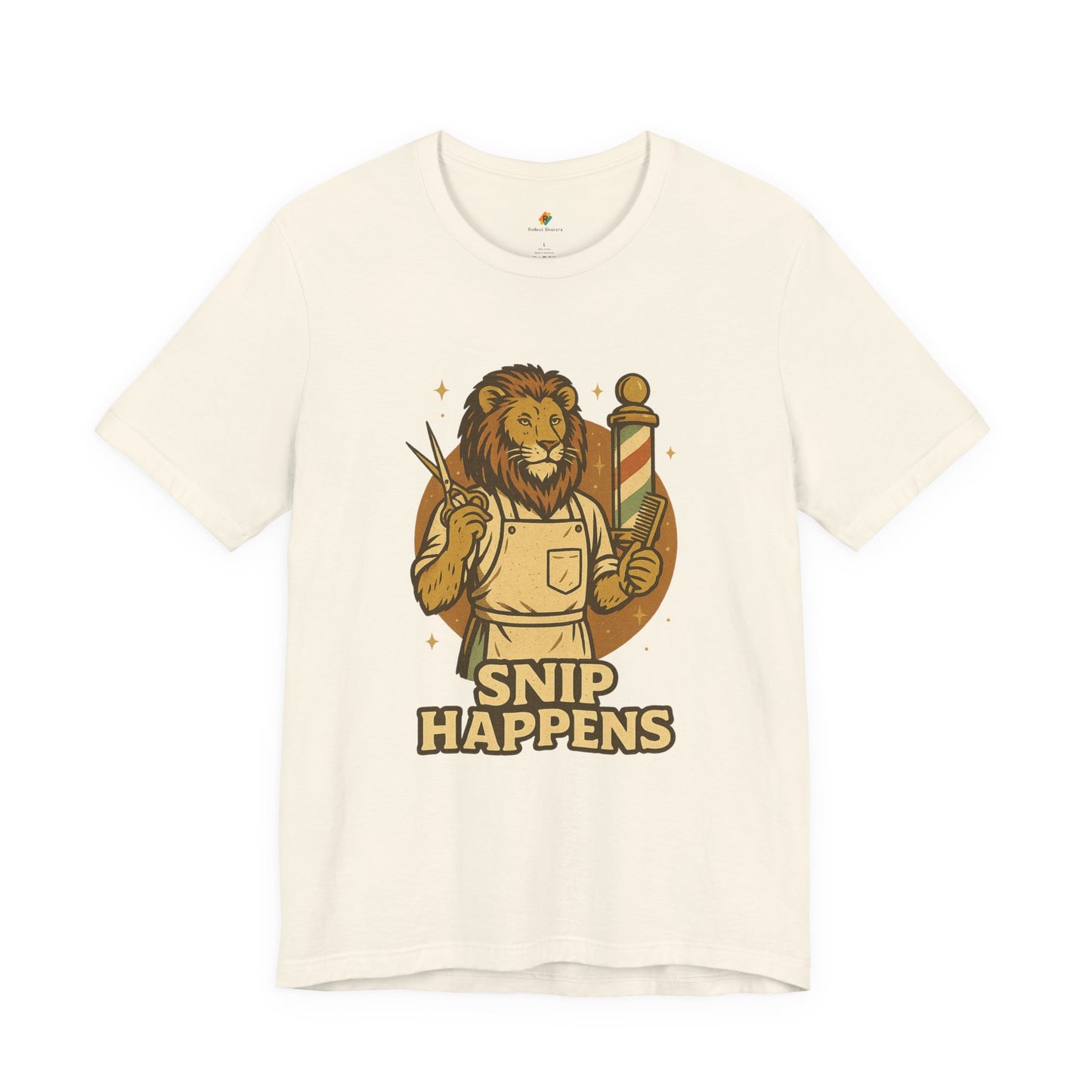Snip Happens - Retro Vintage Funny Old School Lion Hairdresser - Unisex 100% Cotton T-shirt