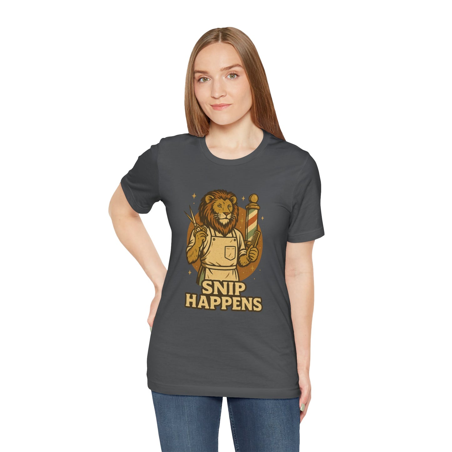 Snip Happens - Retro Vintage Funny Old School Lion Hairdresser - Unisex 100% Cotton T-shirt