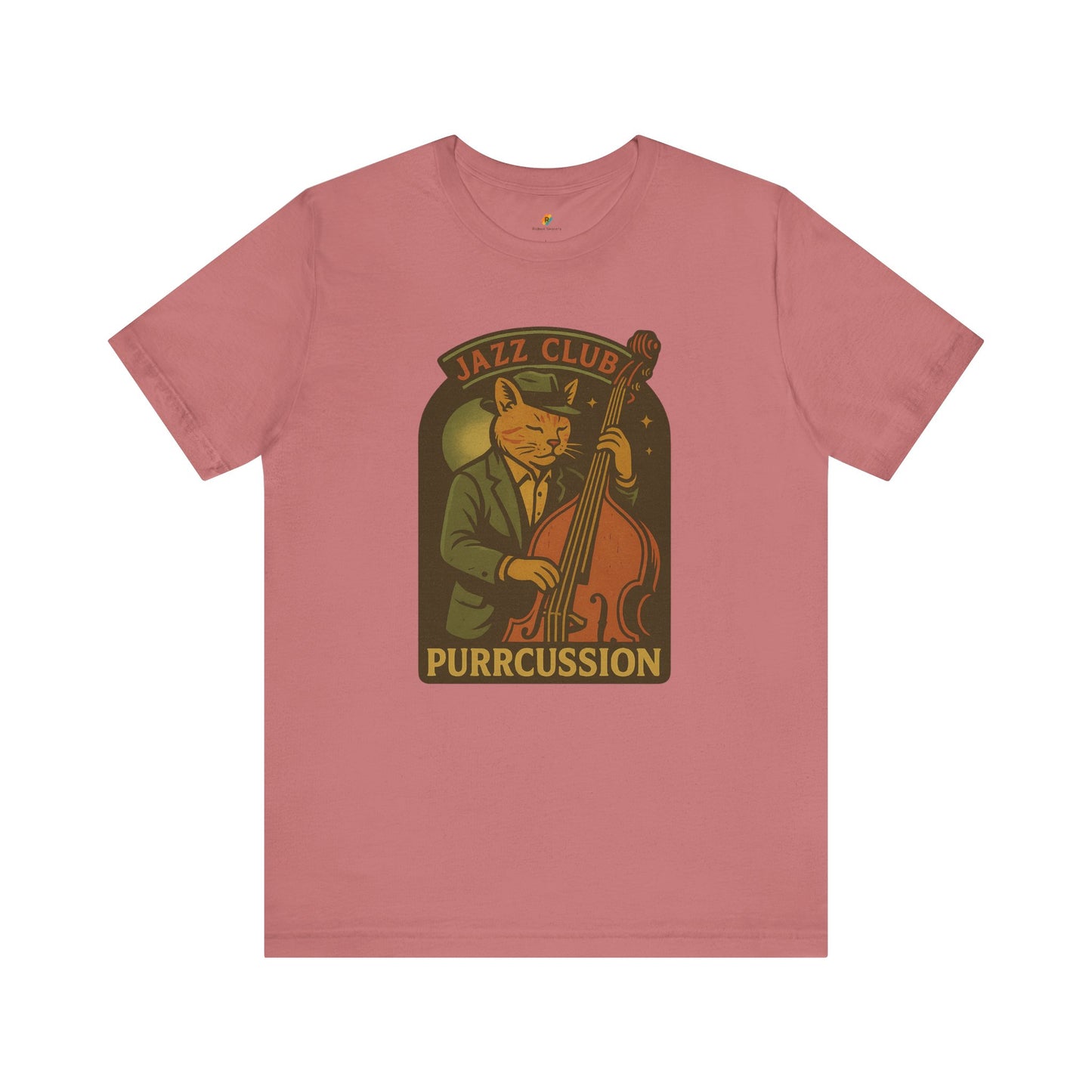 Purrcussion - Jazz Cat Playing on Cello - Unisex 100% Cotton T-shirt