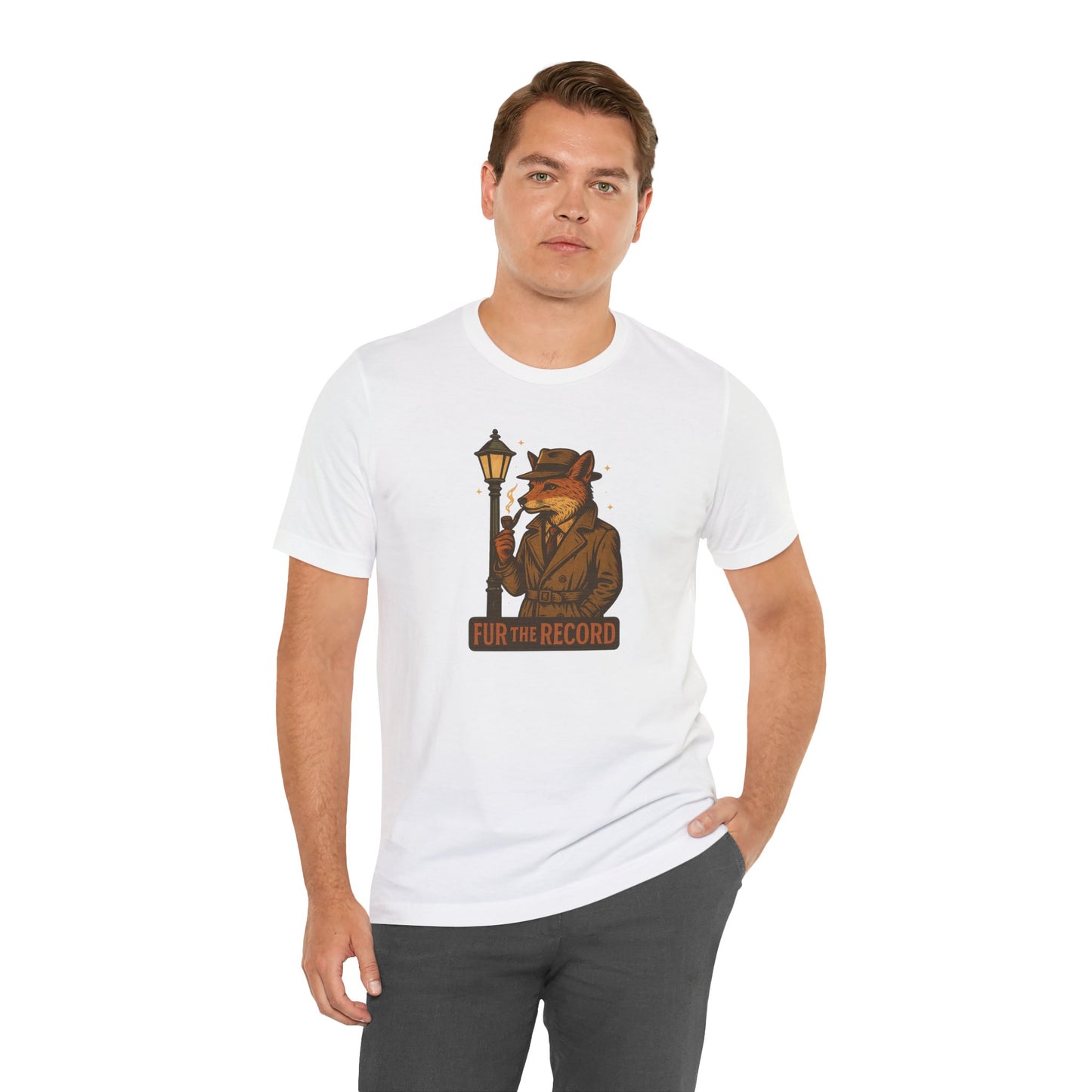 Fur the Record - Old School Retro Detective Fox - Unisex 100% Cotton T-shirt