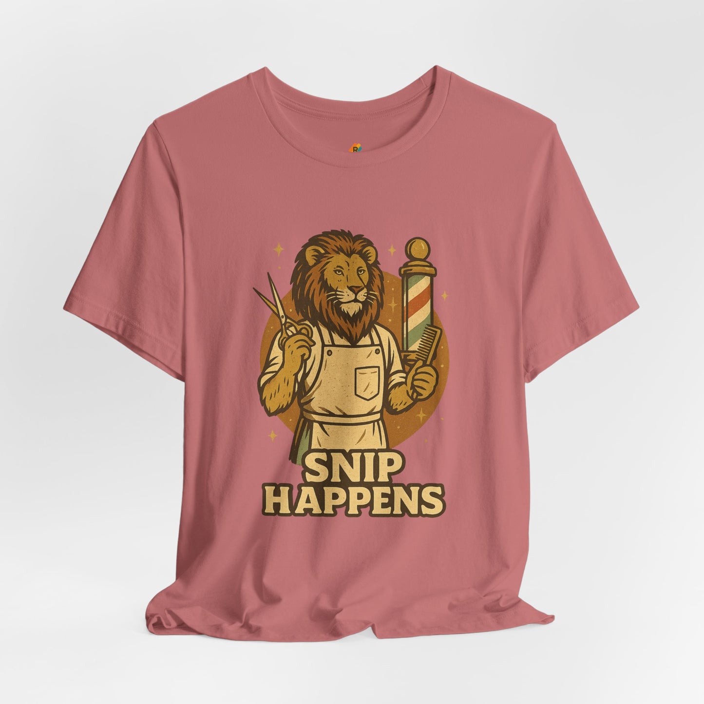 Snip Happens - Retro Vintage Funny Old School Lion Hairdresser - Unisex 100% Cotton T-shirt