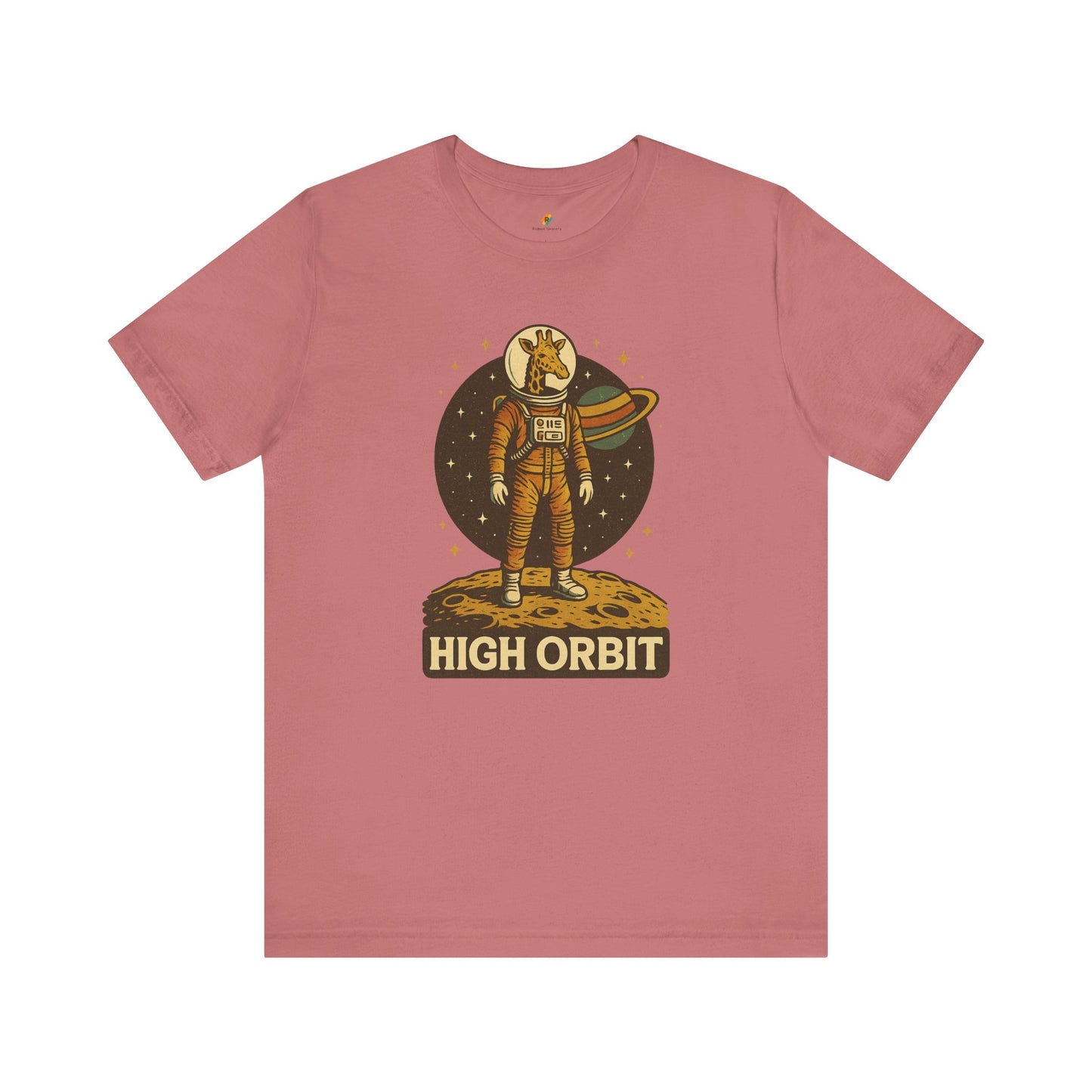 High Orbit - Old School Giraffe Astronaut in Space - Unisex 100% Cotton T-shirt