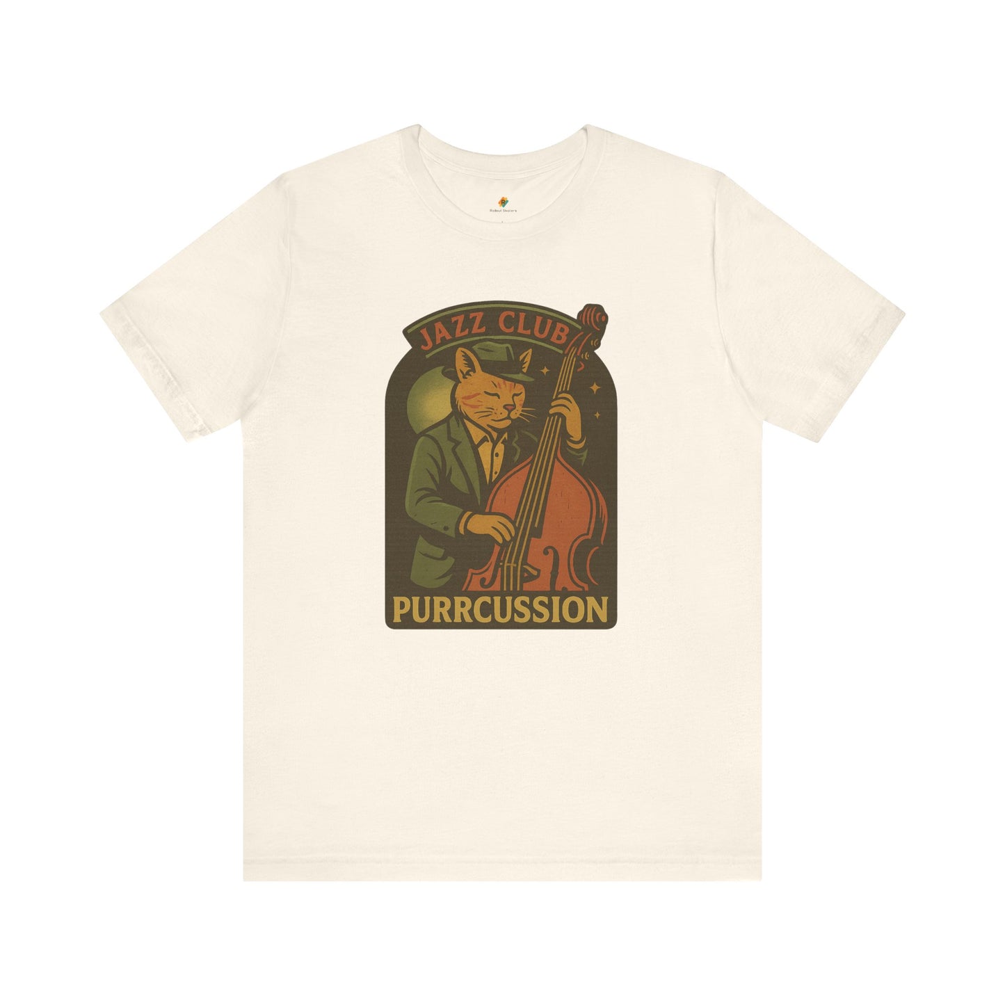 Purrcussion - Jazz Cat Playing on Cello - Unisex 100% Cotton T-shirt