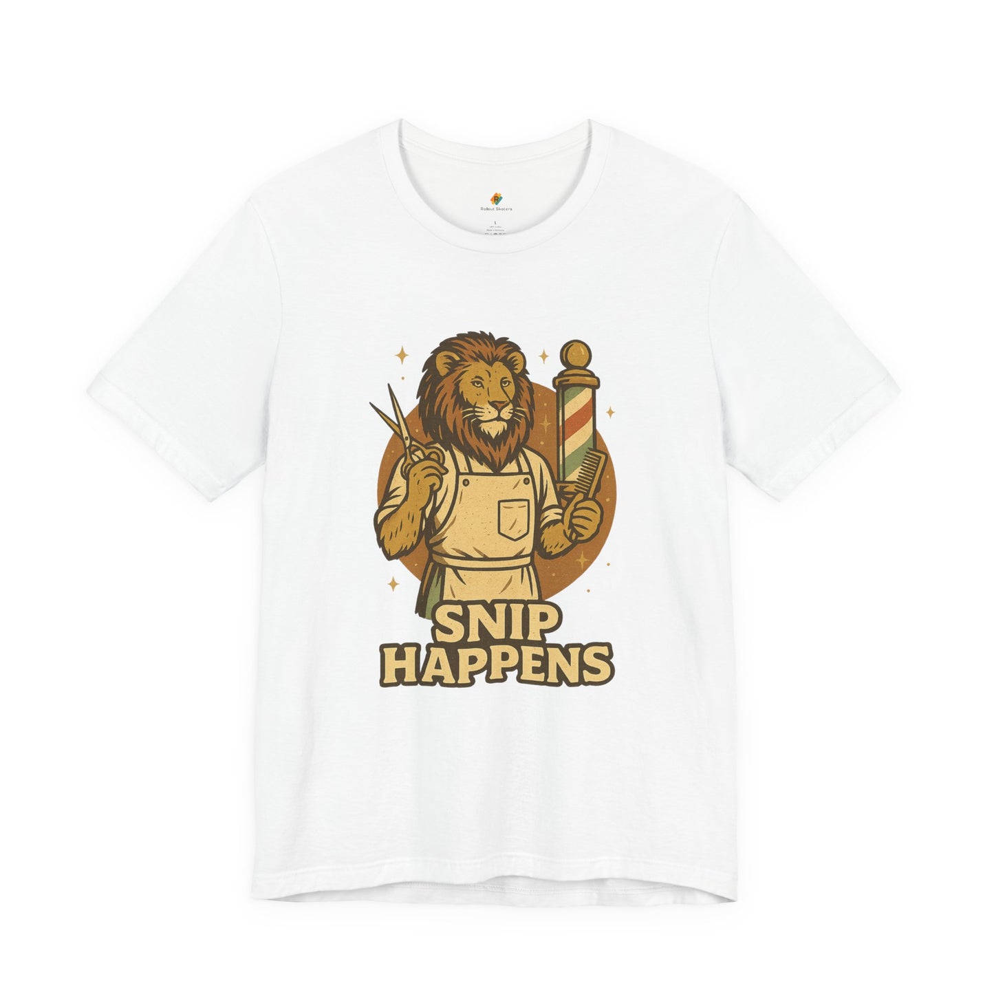 Snip Happens - Retro Vintage Funny Old School Lion Hairdresser - Unisex 100% Cotton T-shirt