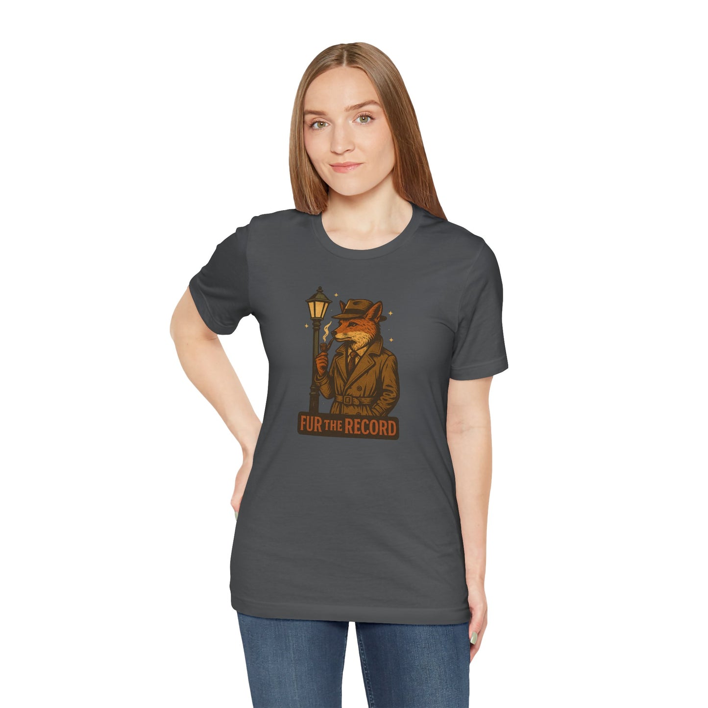 Fur the Record - Old School Retro Detective Fox - Unisex 100% Cotton T-shirt