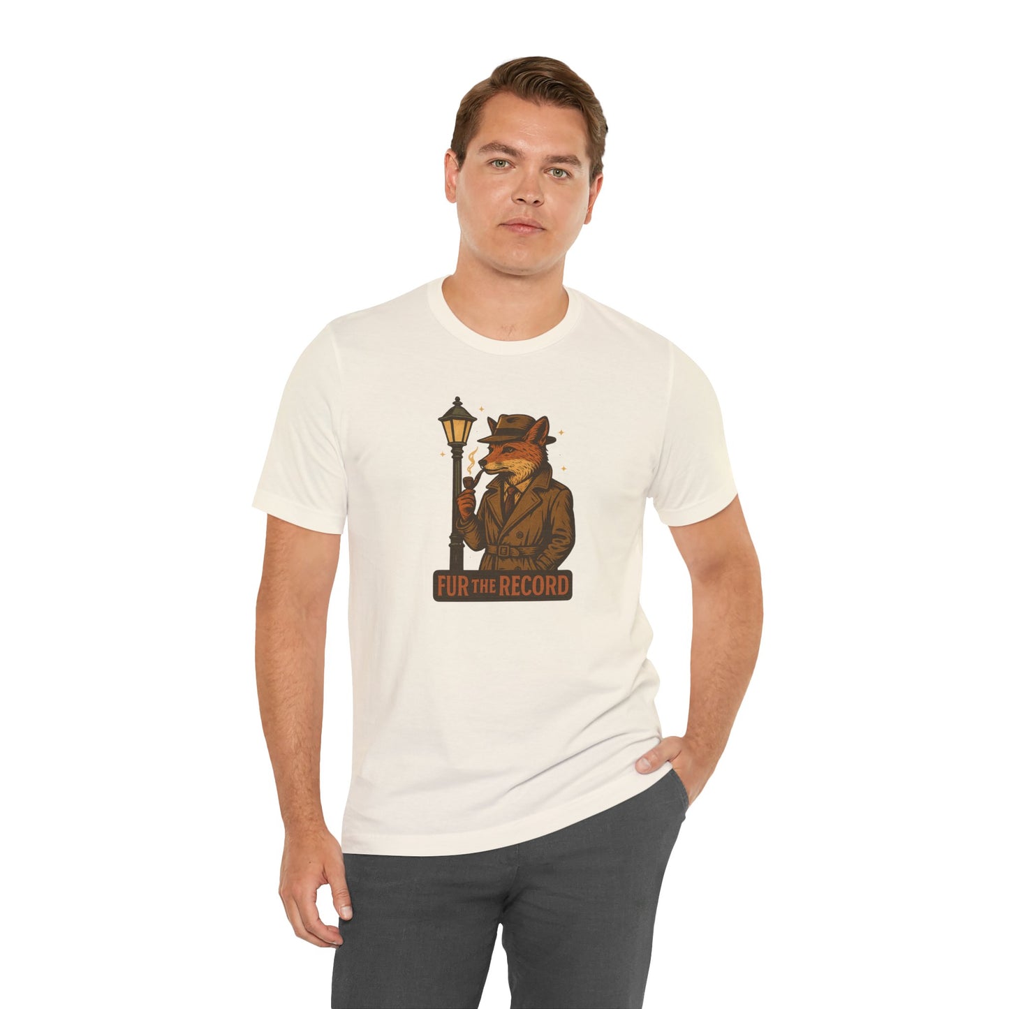 Fur the Record - Old School Retro Detective Fox - Unisex 100% Cotton T-shirt
