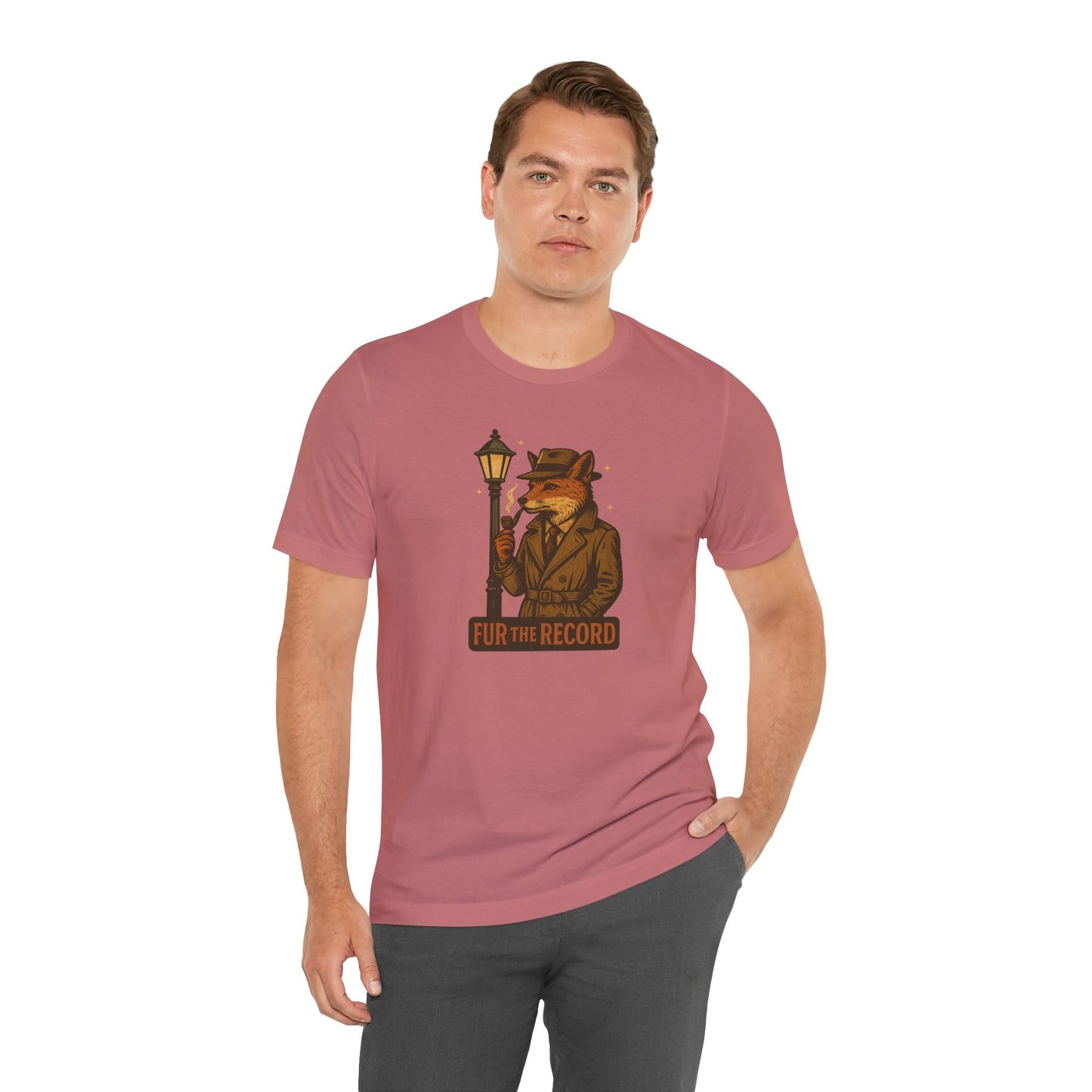Fur the Record - Old School Retro Detective Fox - Unisex 100% Cotton T-shirt