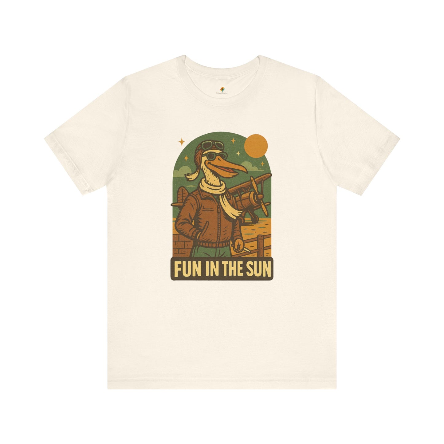 Fun in the Sun - Retro Funny Old School Veteran Pilot Pelican - Unisex 100% Cotton T-shirt