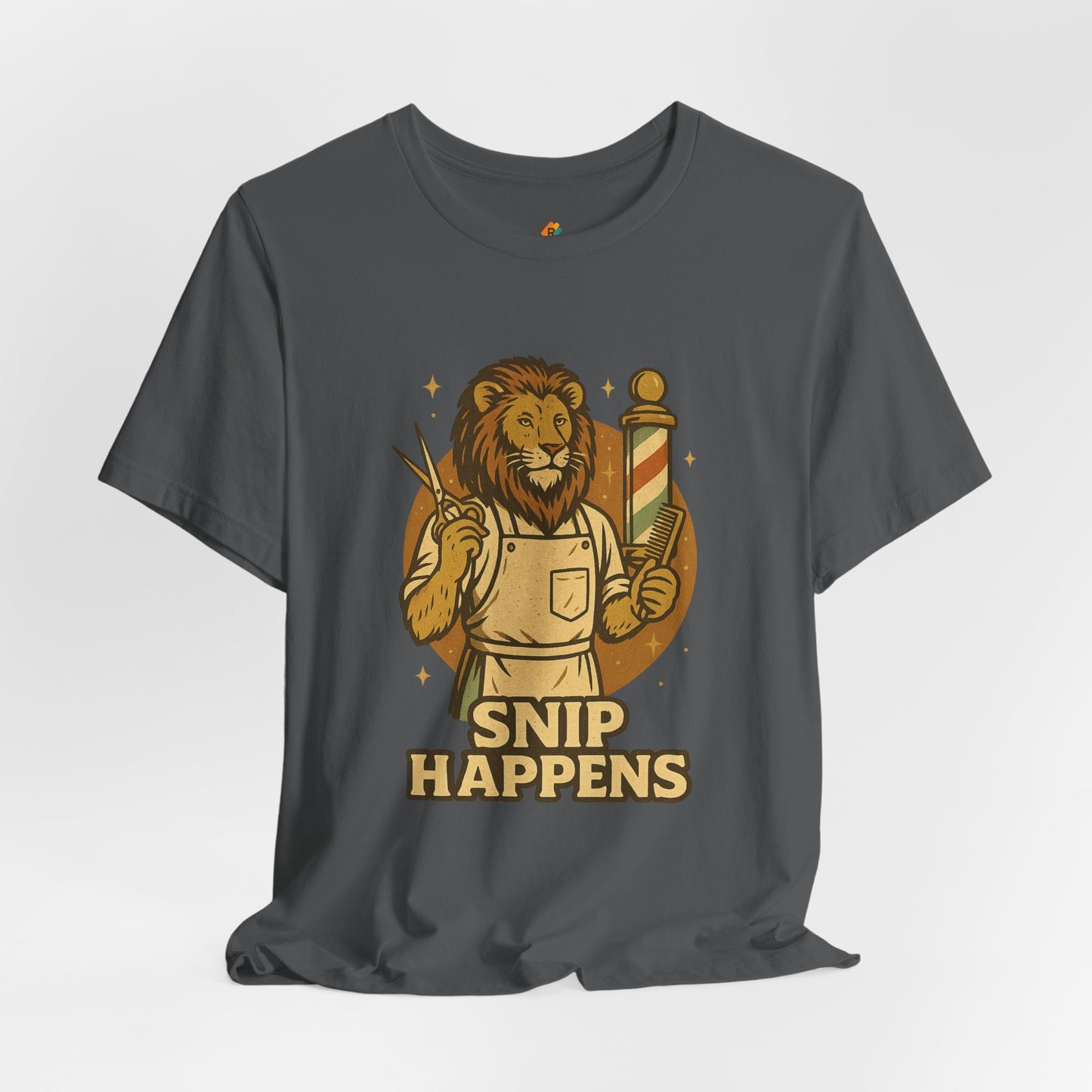 Snip Happens - Retro Vintage Funny Old School Lion Hairdresser - Unisex 100% Cotton T-shirt