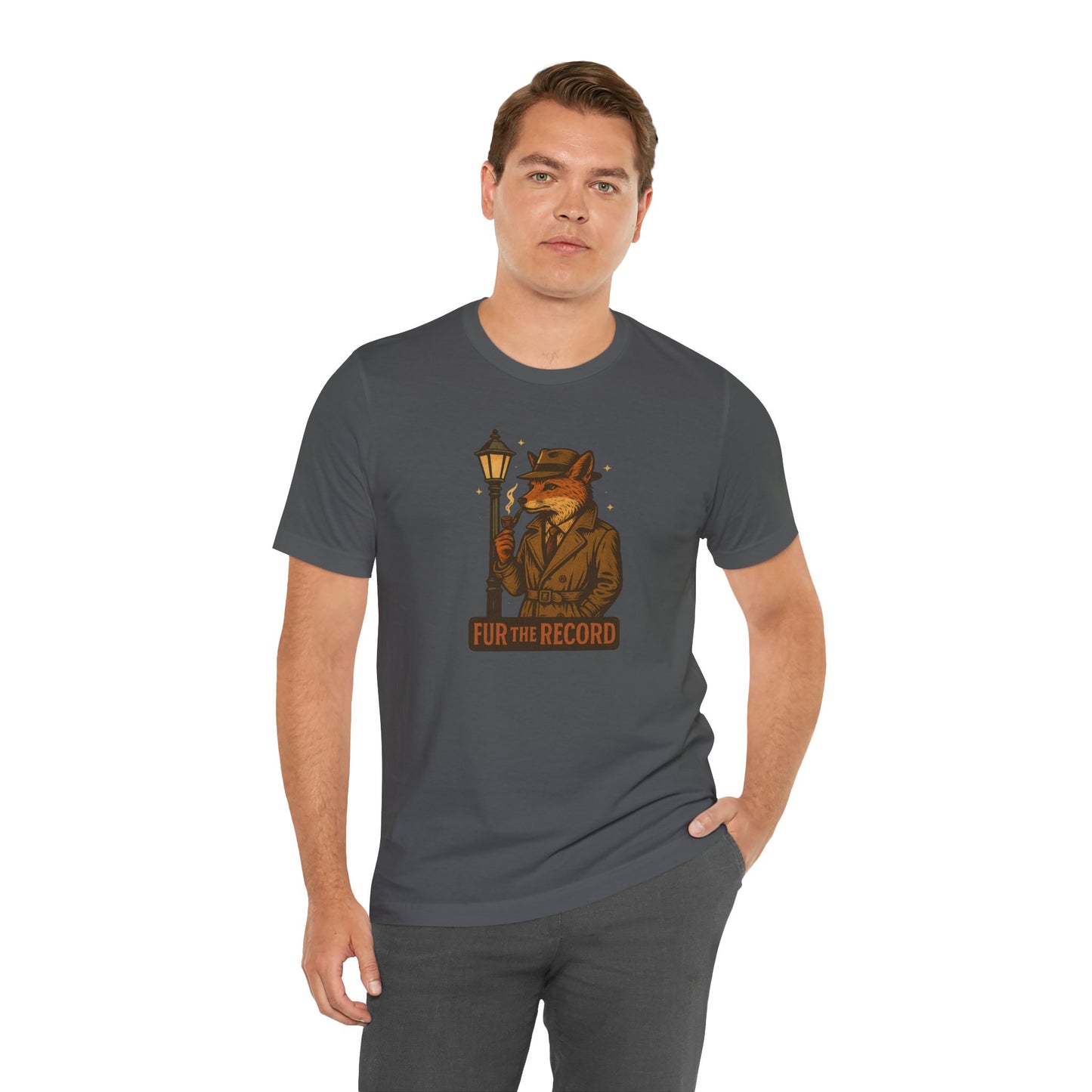 Fur the Record - Old School Retro Detective Fox - Unisex 100% Cotton T-shirt