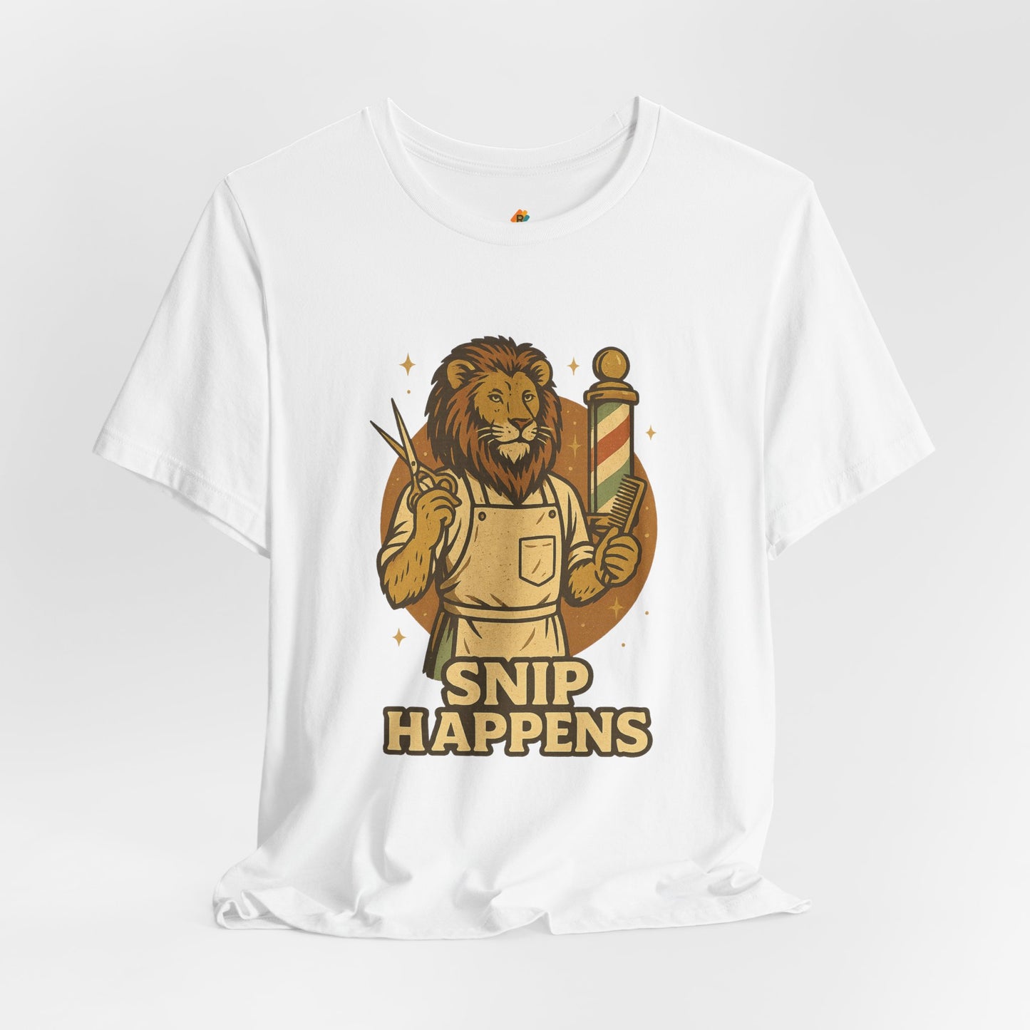 Snip Happens - Retro Vintage Funny Old School Lion Hairdresser - Unisex 100% Cotton T-shirt