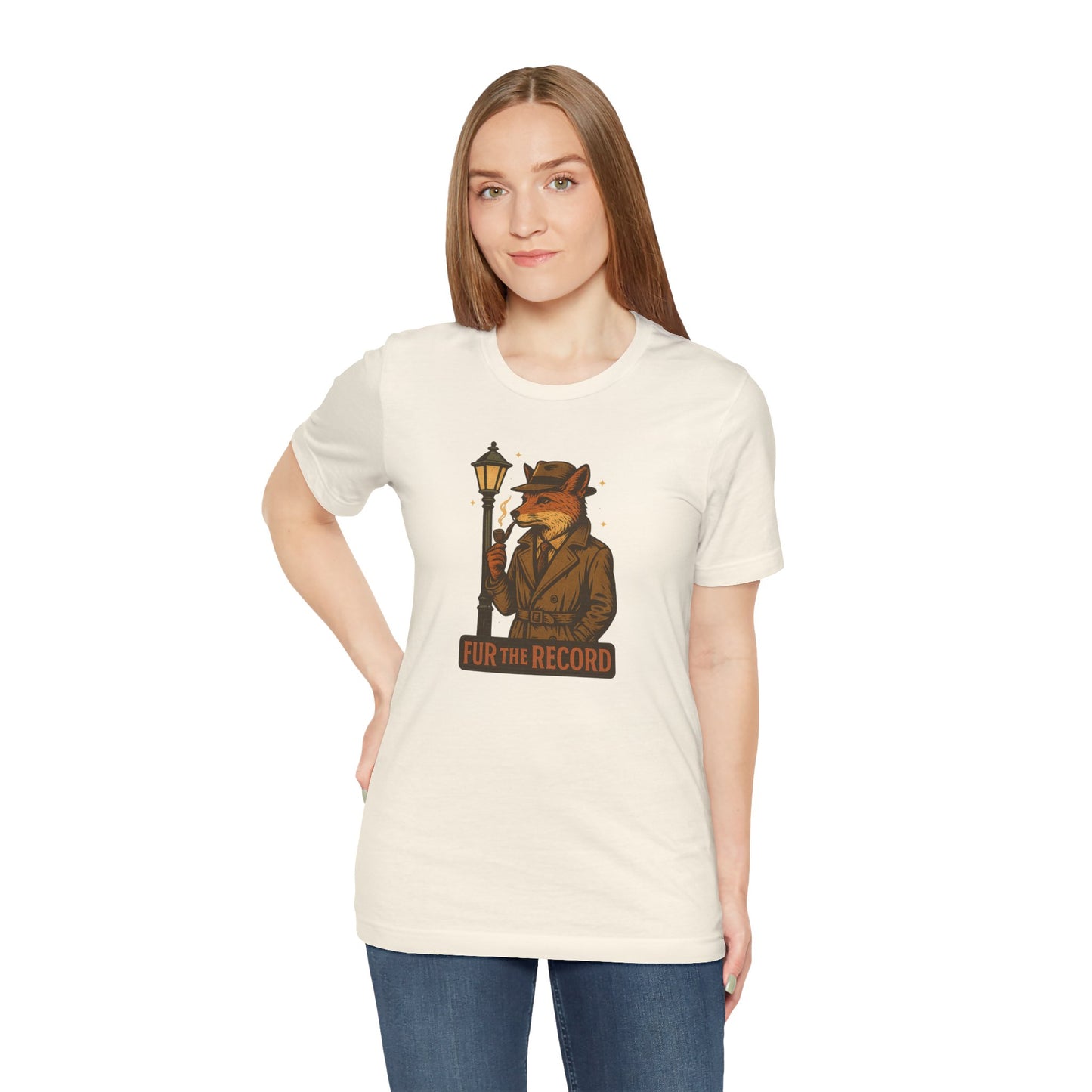Fur the Record - Old School Retro Detective Fox - Unisex 100% Cotton T-shirt