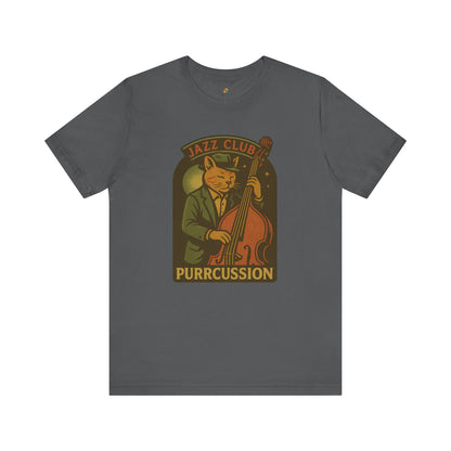 Purrcussion - Jazz Cat Playing on Cello - Unisex 100% Cotton T-shirt