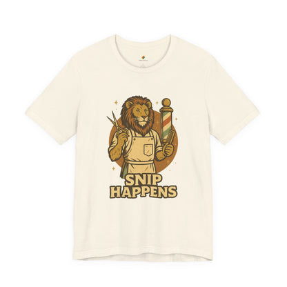 Snip Happens - Retro Vintage Funny Old School Lion Hairdresser - Unisex 100% Cotton T-shirt
