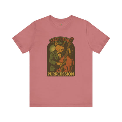 Purrcussion - Jazz Cat Playing on Cello - Unisex 100% Cotton T-shirt