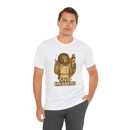 Snip Happens - Retro Vintage Funny Old School Lion Hairdresser - Unisex 100% Cotton T-shirt