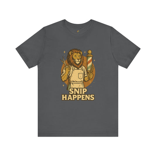 Snip Happens - Retro Vintage Funny Old School Lion Hairdresser - Unisex 100% Cotton T-shirt