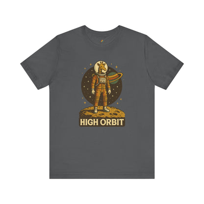 High Orbit - Old School Giraffe Astronaut in Space - Unisex 100% Cotton T-shirt