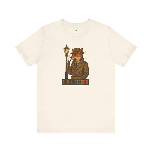 Fur the Record - Old School Retro Detective Fox - Unisex 100% Cotton T-shirt