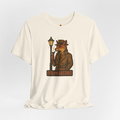Fur the Record - Old School Retro Detective Fox - Unisex 100% Cotton T-shirt