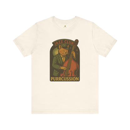 Purrcussion - Jazz Cat Playing on Cello - Unisex 100% Cotton T-shirt