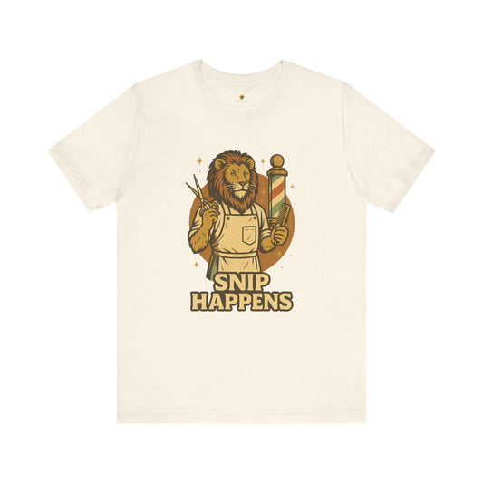 Snip Happens - Retro Vintage Funny Old School Lion Hairdresser - Unisex 100% Cotton T-shirt