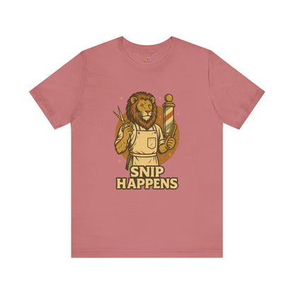 Snip Happens - Retro Vintage Funny Old School Lion Hairdresser - Unisex 100% Cotton T-shirt