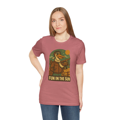 Fun in the Sun - Retro Funny Old School Veteran Pilot Pelican - Unisex 100% Cotton T-shirt