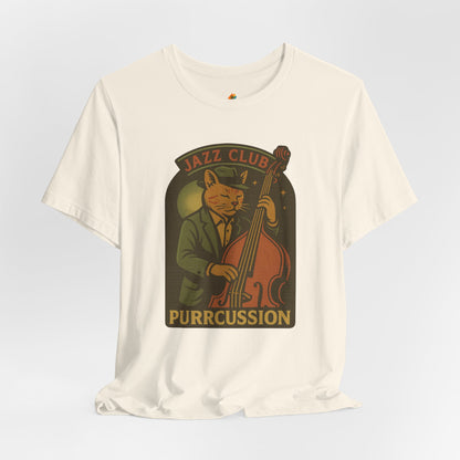 Purrcussion - Jazz Cat Playing on Cello - Unisex 100% Cotton T-shirt