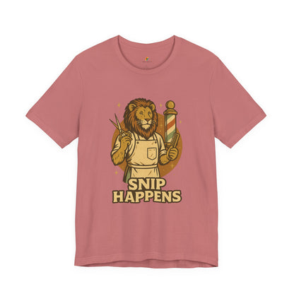 Snip Happens - Retro Vintage Funny Old School Lion Hairdresser - Unisex 100% Cotton T-shirt